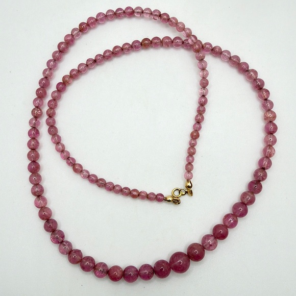 Jenstones LLC Jewelry - ~25" Graduated PINK TOURMALINE beaded necklace w/ 14kt yellow gold C-clasp!